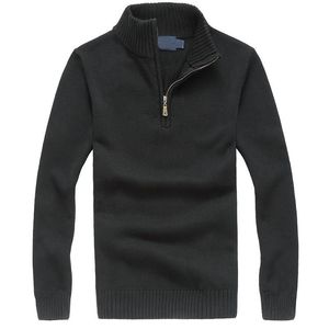 Novo zíper de pônei bordado clássico de cor sólida masculino outono e inverno suéter com zíper tamanho M-3XL suéter masculino com zíper