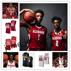 Alabama Crimson Tide Koszykówka Zszyta Jersey 30 Adam Cottrell 3 JD Davison 33 Rojas 15 Tyler Barnes 0 Noah Gurley 12 Delaney usłyszał 21 Britton Johnson Jaden Quinerly