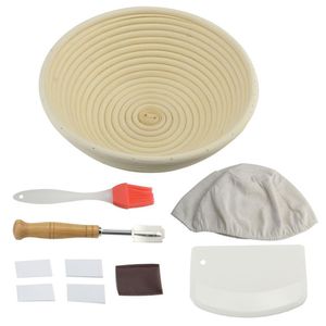 Baking Tool Set Handmade Oval Rattan Basket Bread Arc Curved Knife Dough Banneton Brotform Bread Proofing Proving Fermentation 201023