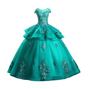 2021 Dubaj Quinceanera Dresses Princess Ball Suknia Tulle Sweet 15 Dress with Lace Appliqued Real Photos