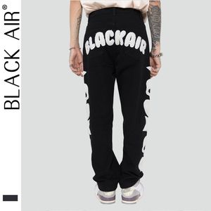 Blackir Skulls Wzór workowate dżinsy haft szkieletu dla mężczyzn Hip Hop High Street Cargo Black Dy815 220228223c