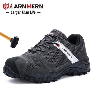 Larnmern Mens Steel Toe Trabalho Sapatos de Segurança Lightwipeght Respirável Anti-Smashing Anti-Punctures Construção Protetora Sneaker Y200915