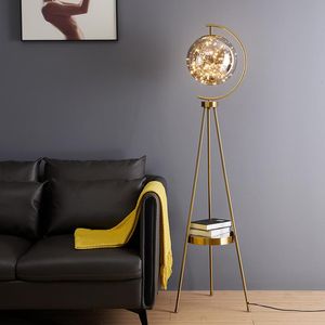 Floor Lamps Nordic Luxury Glass Ball Book Storage Lamp For Living Room Bedroom Led Standing Tripod Light Lustre Luminaire