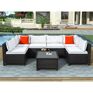 U style Quality Rattan Wicker Patio Set U Shape Sectional Outdoor Furniture Set with Cushions and Accent Pillows US stock a01 a12