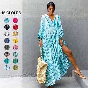 Damenbadebekleidung 2022 Boho Retro Gestreift Plus Size Frauen Badeanzug Cover Up Sommerausflug Sexy Bikini Wrap Strandkleid Beachwear Kimono Pareo