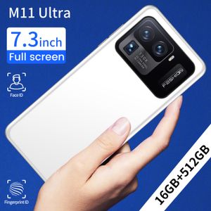 ホットNewStyle M11ultraグローバルバージョンオリジナルのAndroid携帯電話スマートフォン7.3inch携帯電話デュアルSIMカメラ5G 4GセルモバイルスマートフォンのフェイスIDのロック解除