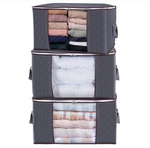 Organizador de sacos de armazenamento de roupas de grande capacidade com tecido de espessura reforçado para coberturas cobertas de cama dobrável com zíper resistente