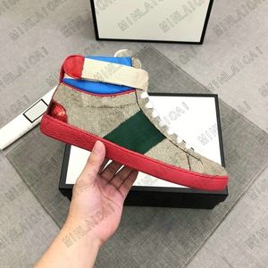 ACE Yüksek Üst Erkek Deri Işlemeli Rahat Ayakkabılar Yeşil Kırmızı Şerit İtalya Arı Luxurys Tasarımcılar Sneakers Trainers Chaussures