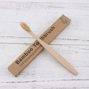 Escova de dentes de madeira Proteção Ambiental Natural Bambu Dentes Escova Oral Cuidado Suave Cerda para Casa ou Hotel com Caixa CCA2781