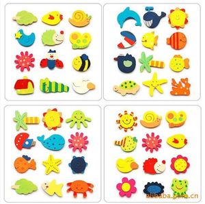 Cartoon wooden cute refrigerator paste magnet Bag Clips Gift small Creative animal wood label
