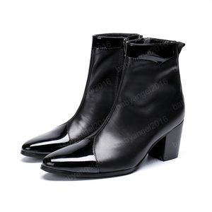 Einfachheit Männer Schuhe Solide Echtes Leder Stiefel Neue Mode Spitz Stiefel Große Größe Zipper Stiefeletten
