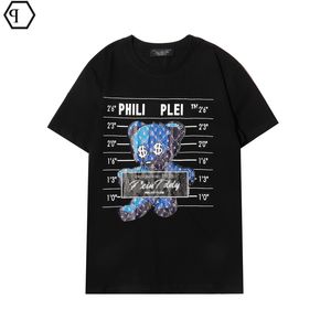 20ss europejska moda amerykańska luksusowa koszulka męska koszulka z czaszką tshirt PP phillip zwykłe koszulki wokół szyi wzory haftów pary Tee męski top huarache płótno y2