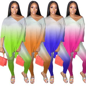 Frauen Zweiteilige Sets Tye Dye Outfits Langarm Gedruckt Lose Top und Enge Hosen Casual Maching Großhandel Dropshpping F1216