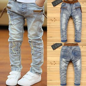 Ienens 5-13Y Kids Boys kläder Skinny Jeans Klassiska byxor Barn Denim Kläder Trend Långa Bottoms Baby Boy Casual Trousers1