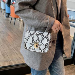 Moda Wąż Drukuj Kobiety Messenger Bag PU Skórzany Mały Torebka Ramię