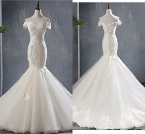 Imagem real sereia vestidos de casamento 2021 off lace applique applique espartilho volta vestidos de novia vestido de noiva hóspedes vestidos nupciais mulheres mulheres