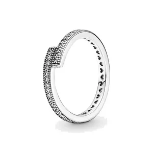 ファインジュエリー本格的な925スターリングシルバーリングフィットPandoraチャーム輝く重なっている重なりの結婚指輪のための結婚指輪の結婚指輪