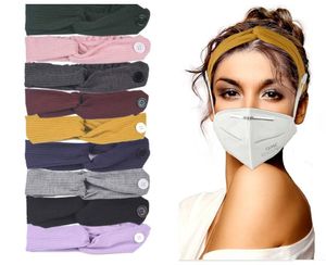 Fashion Headbands with Button for Face Mask Cover Elastic Ear Protection Mask Hair Band Outdoor Sport Headscarf Adult Kids Accessories