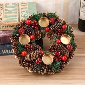 Dekorative Blumen Kränze Weihnachtsbaum Kranz Tür hängen Girlande Fenster Wand Ornament Weihnachten Party Dekor Jahr Kerzenständer handgemachte Chri