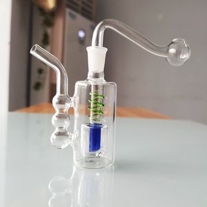 10mm Mini Glass Hookah Oil Burner Smoke Shisha Diposable Glass Pipes Ash Catchers Bong Percolater Bubbler Tobacco Bowl green blue color smoking Pipe wholesale