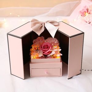 Walentynki Kreatywny prezent Wrap Box Urodziny Romantyczny Mydło Kwiat Biżuteria Pudełka Pudełka Prezenty Ślubne Pamiątki Party Decor Lla11154