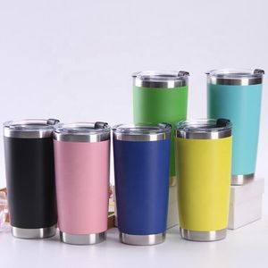 20 oz Tumbler Paslanmaz Çelik Yalıtımlı Vakum Çift Duvar Seyahat Kahve Kupa Ev Ofis Kupaları Ile Straws Noel Hediyeleri Arkadaşlar için