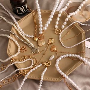En vintage pärla choker halsband för kvinnor mode sommar vit imitation pärlhalsband trend elegant bröllop smycken