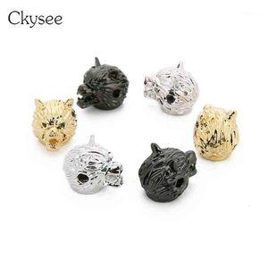 Charms Ckysee Copper Wolf Head Charm Pendants x11mm Micro Paved Cubic Zirconia Animal Connector Diy Jewelry Making1