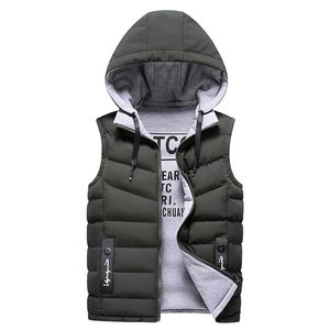 Nuovo inverno caldo gilet giù gilet uomo casual gilet senza maniche giacche autunno uomo gilet con cappuccio indossato su entrambi i lati cappello staccabile 201120