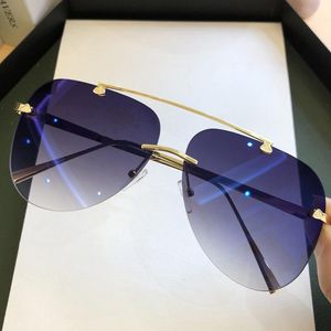 Güneş gözlüğü erkekler için 2021 vintage rimless alaşım havacılık pilot marka degrade güneş gözlükleri kadın metal oval tonları siyah kahverengi1