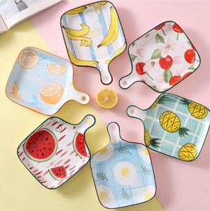 Baking Dishes Ceramic tableware set fruit creative plate household single handle Bakeware plates watermelon pineapple dish