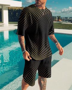 Mäns Tracksuits Tshirts Fashion Suit Casual Short-Sleeved Fun 3D Printing Creative O-Neck Hip-hop T-shirt Shorts Two-Pistass