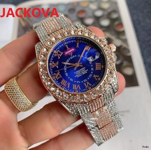 Homens Big Diamonds Ring Quartz Relógios 41mm Aço inoxidável Aço inoxidável Classic Wristwatches Perfeita Rose Gold Calendário Bracelet Goldwatch Montre de Luxe