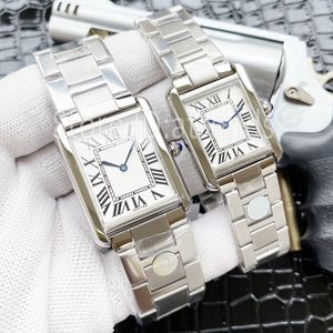 Top Stylish Quartz Watch Women Gold Silver Dial Classic Rectangle Design Wristwatch Ladies Luxury Full Stainless Steel Clock 1528