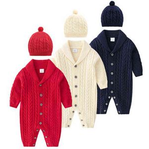 編み物の赤ちゃんのロンパース長袖の幼児男の子女の子ジャンプスーツ服秋のニット新生児幼児子供全体のピースG1221