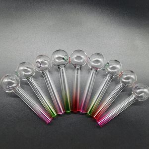 Glass Oil Burner Water Pipe 4.0inch Thick Pyrex Colorful Smoking Hand Pipes 12mm Dia Tube Tobacco Herb Burners Smoking Accessories For Dab Rig Bong Tool SW17