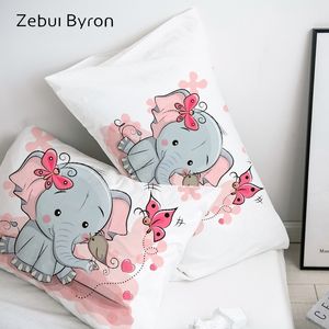 3D Cartoon Pillow Case Pillowcase Custom/50x70/50x75,Decorative Pillow Cover,Pink elephant Bedding for Kids/Baby/Child/Girl Y200103