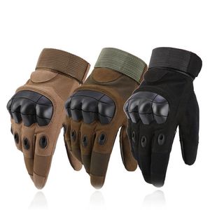 Mens militära taktiska fulla fingergloves Hard Knuckle Handskar för att skjuta Airsoft Motorcykel Utomhushandskar Q0114