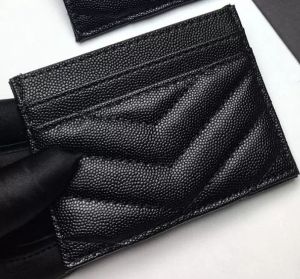 fashion Card Holders caviar woman mini wallet Designer pure color genuine leather Pebble texture luxury Black wallet with box wallets purses