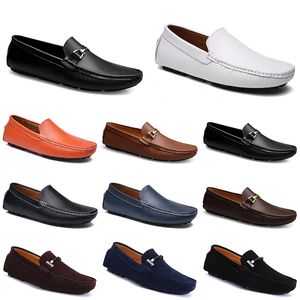 Fashions Leather Doudou Homens Casuais Driving Shoes Respirantes Solue Sole Light Tan Negro Negro Branco Azul Prata Amarelo Calçado Calçado All-Match Lazy Cross-border