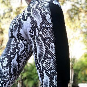 Yoga Outfits Snake Print Leggings Женщины Black PU Кожаные Фитнес Леггинги Hips Сексуальный Push Up Pakack Работает Высокая талия XA151A1