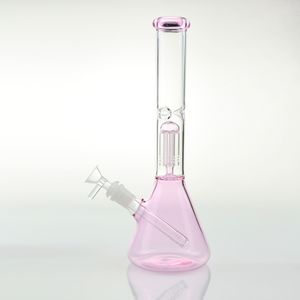 4 braço PERC copo de vidro Bong Cachimilha de água de vidro reciclador de 12 polegadas Bongs Dab Rig Rig Burner Burner Ash Catcher Bubbler 14mm tigela