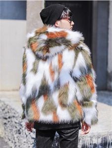 남성용 자켓 코트 남성 겨울 따뜻한 탑 후드 힙합 스타일 재킷 두꺼운 모피 코트 망 열 겉옷