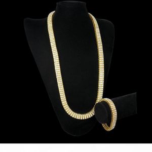 High Quality Men Gold Silver HipHop Iced Out 30inches 3 Row Simulated Diamond Bling Bling Chain & Bracelet Mens Jewelry
