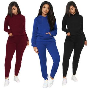 Mulheres traje de jogger mais tamanho 2x roupas de outono de pó capuz de capuz+calça de duas peças conjunto casual sportswear preto macacão 3656