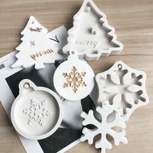 Silicone Bakeware Molds for Diy Snowflake Christmas Tree Hanging Baking Tool Kids Keychain Perfume Car Pendant Cake Decoration Wholesale