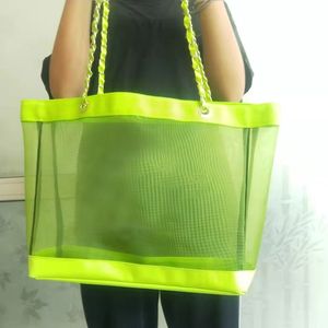 Rosa sugao tote bag axelkedja väskor lyx hög kvalitet större kapacitet mesh Transparent tjej designer mode shoppingväska handväskor 0311-15