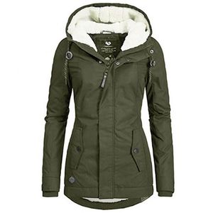 Cotton Padded Jacket Black Women Solid Hood Fur Warm Winter Coat Plus Size S-4Xl Office Ladies Retro Causal Loose Parkas Outwear 211221