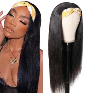 Raka huvudband peruk mänskliga hår peruker 150% densitet brasiliansk rak hår peruk maskin tillverkad peruk för svarta kvinnor