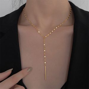 925 Silver Y Necklace Gold Jewelry Minimalism Pendants Chocker Kolye Vintage Collier Bijoux Femme Woman Choker Kolye Q0531